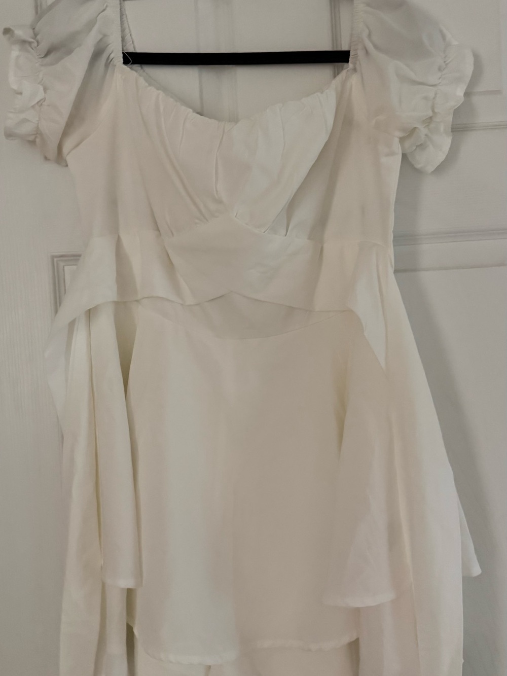 Ivory Puff Sleeve Wrap Romper